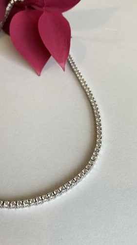 New 16" Moissanite Tennis Necklace Solid Sterling 925 Silver 9.5ct 2.8mm Wide - Picture 24 of 24