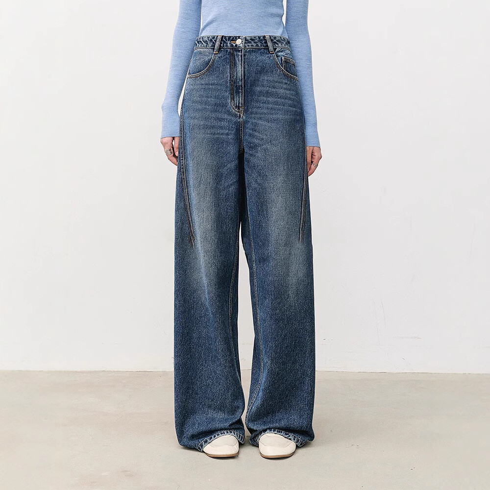 Pantalone donna moda retrò dritto gamba larga LA FILA