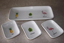 RAE DUNN ARTISAN COLLECTION MAGENTA PINA FILODENDRO FLAMENCO TRAY SET(s) - 4PC