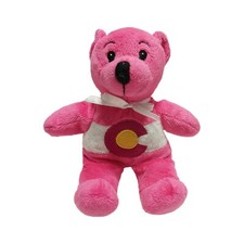 Pink and white Teddy Bear with "CO" 7"