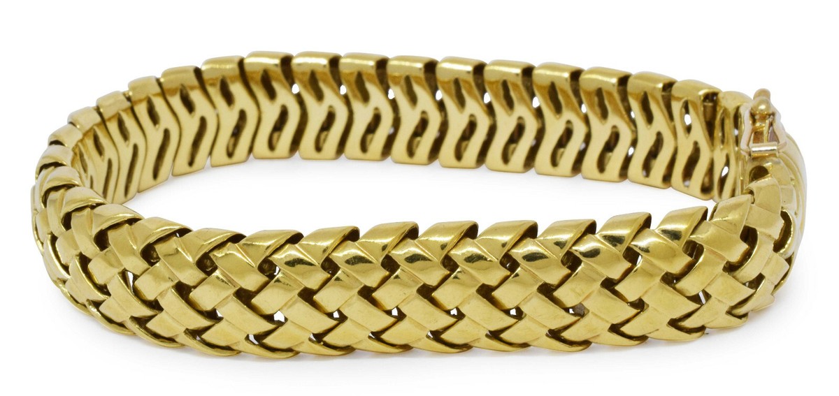 Tiffany & Co. Vannerie 18k Yellow Gold Woven Link Bracelet 7