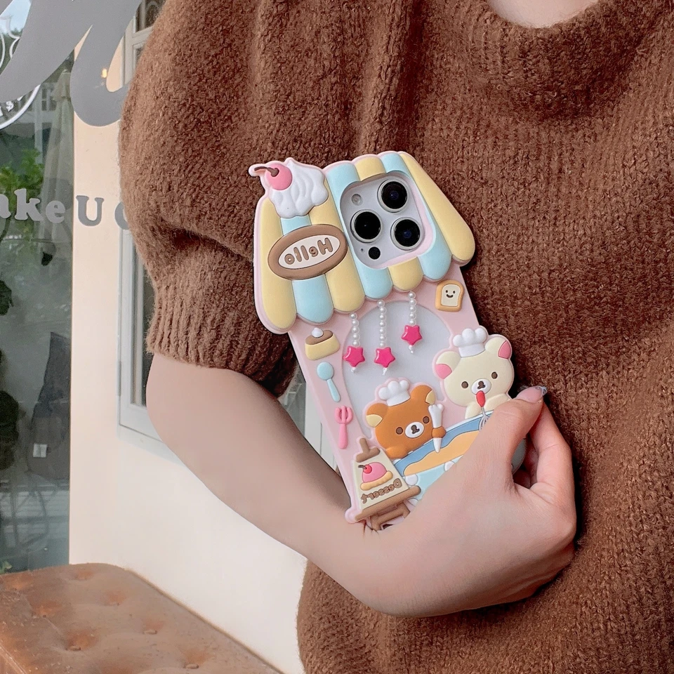 Cute Dessert House Rilakkuma Soft Case Cover For iPhone 16 Pro Max 15 14 13 Pro - Image 4 of 4