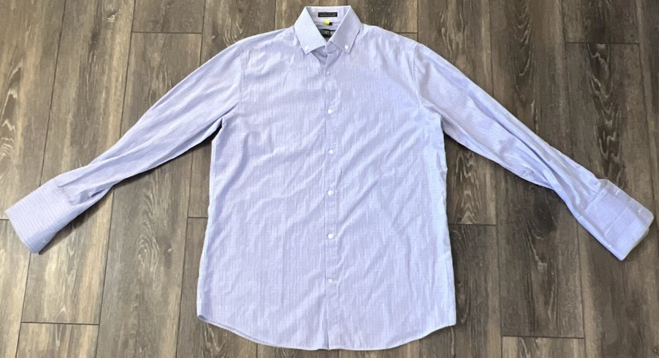 Camisa de vestir Stacy Adams para hombre 15,5 34/35 a cuadros puño francés abotonada manga larga Foto 2 de 4