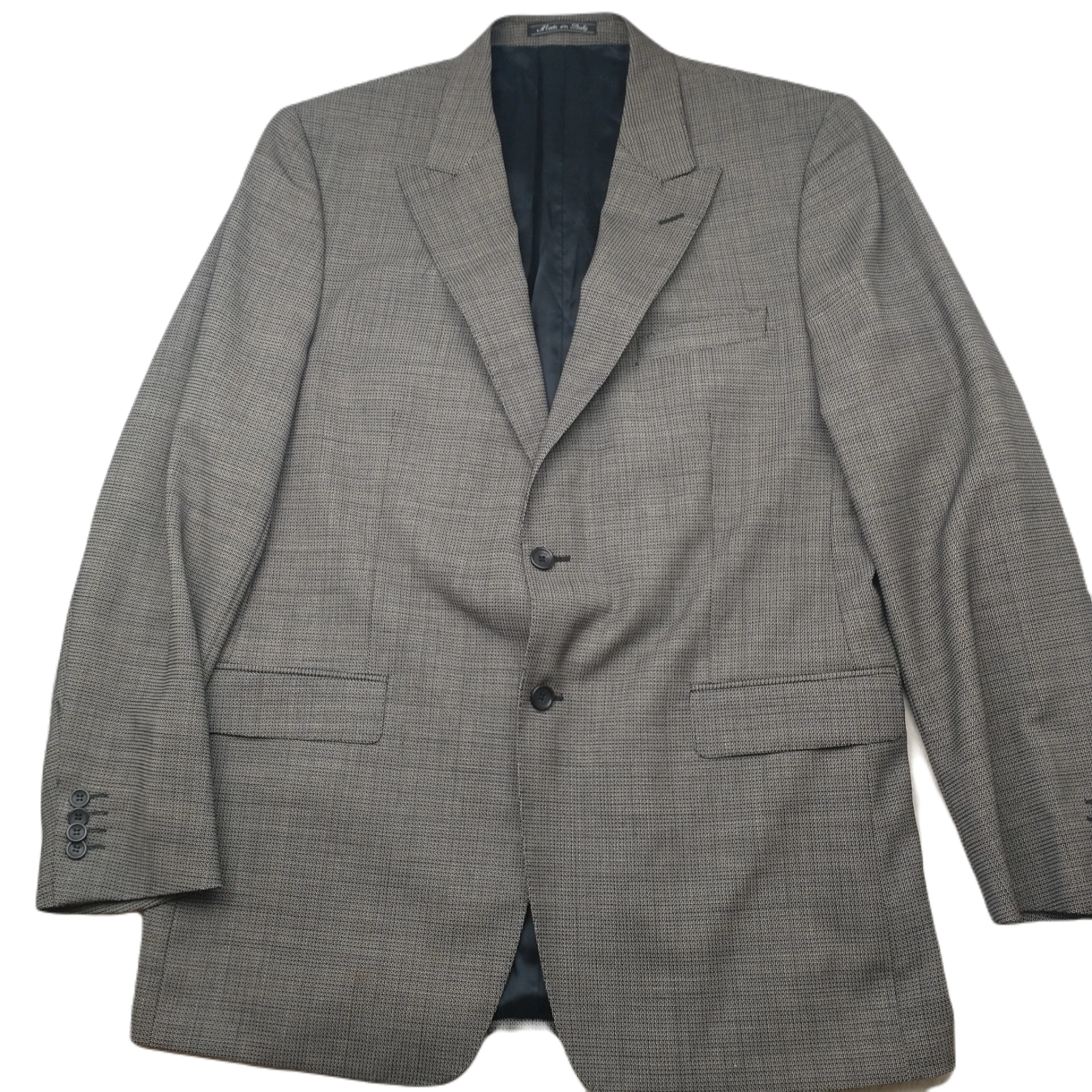 Versace Blazer Uomo 42L Nero Geometrico Lana 2 Bottoni Cappotto Sportivo Tuta Giacca