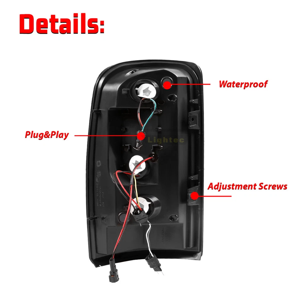 for Chevy Suburban/Tahoe 1500/2500 GMC Yukon XL LED Tail Lights Black Clear Lens — 第 3/4 张图片