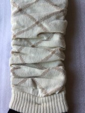 Textured Leg Warmers Cream/Tan Argyle Knit, One Size