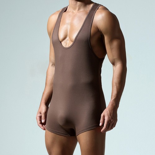 TAUWELL MENS SEXY RAYON FITNESS WRESTLING SINGLET BODYSUIT ONE-PIECE JUMPSUIT - Picture 13 of 18