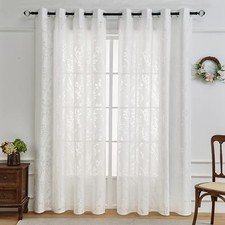 Boho Curtain Sheer 2 Panels for Living Room 90 55"W x 90"L Pack of 2 Ivory