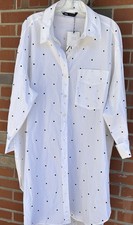 Zara Womens Oversized Polka Dot Shirtdress Womens Sz L White NWT