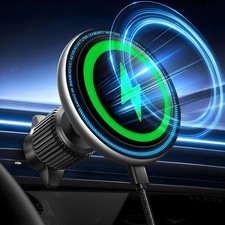 for Magsafe Car Mount Charger, 15W Fast Charging LED     Silver - Blue
