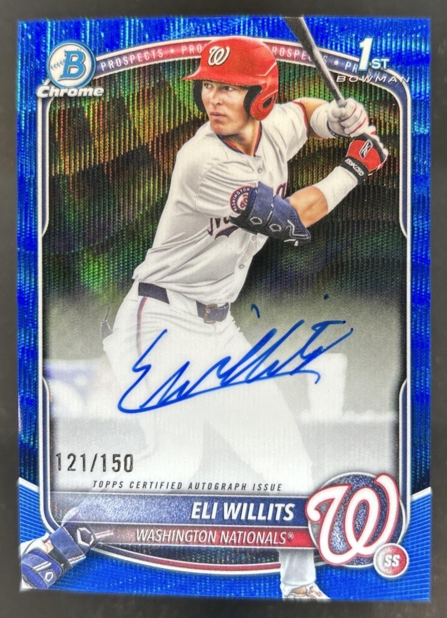 2025 Bowman Draft Eli Willits Chrome Auto Blue Wave Refractor 1st #/150