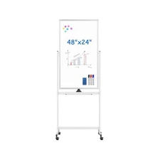 Magnetic Mobile White Board,  48x24 Double Sided Dry Erase Board on Wheels