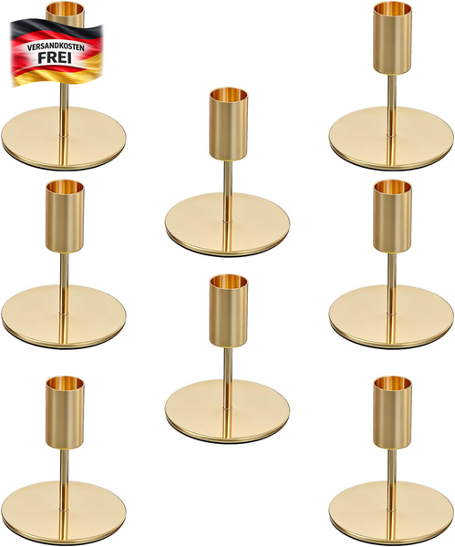 KerzenstäNder Set 4 StüCk Aus Metall FüR Stab- Und Tafelkerzen Goldfarben-image