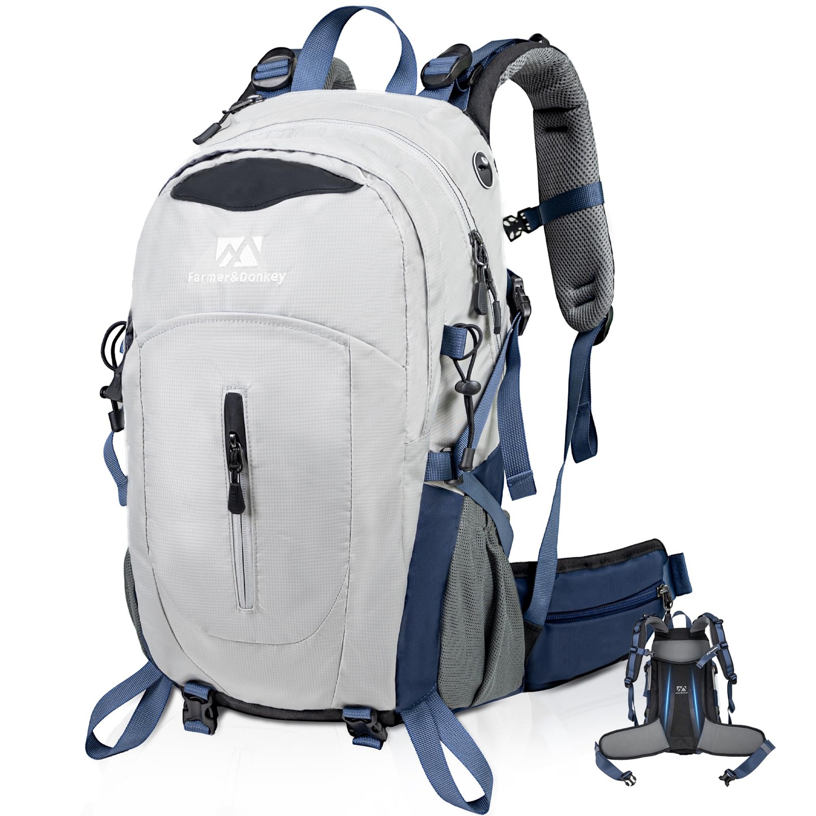 Mochila de Senderismo, Mochila de Camping Impermeable 40L con Panel Trasero Embalable y R...