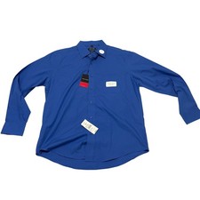 Pierre Cardin Dress Shirt Mens L Blue NEW Slim Fit Stretch Collar Long Sleeve