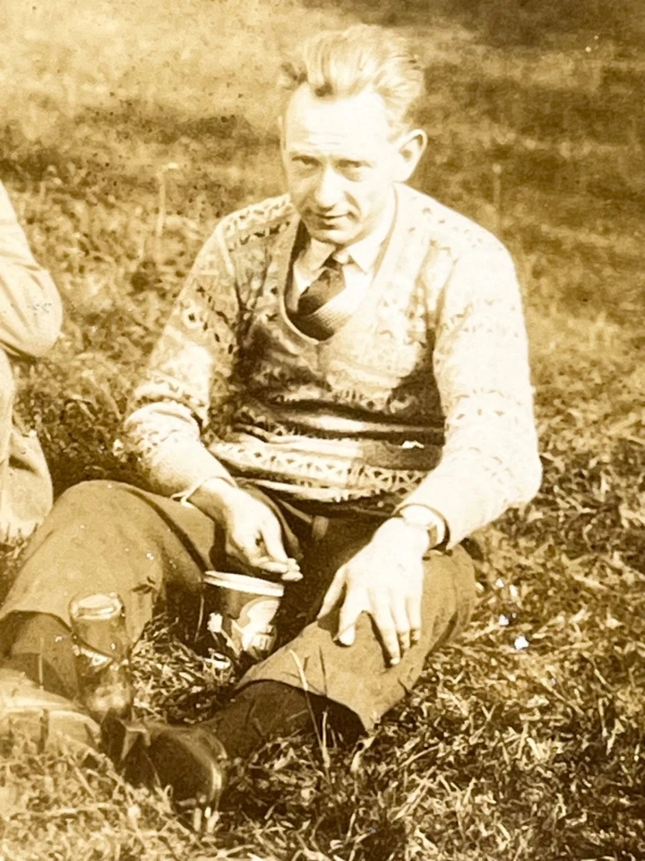 1930s Two Men at Loch Leven Scotland Playing Harmonica Vintage Snapshot Photo - Image 4 of 4