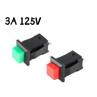Druck-Schalter ON-OFF Push Button Switch Rot/Grün Drucktaster 11,3 x 12,3 mm