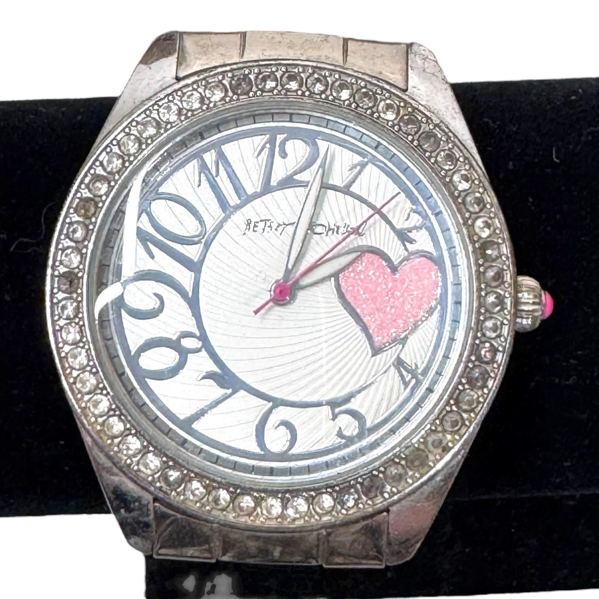 Silver Tone Women\'s Wristwatch with Pink Dial and Rhinestone Accents Facet Brilliant Pink Ladies Watch with Two Tone Milanese  main image 3