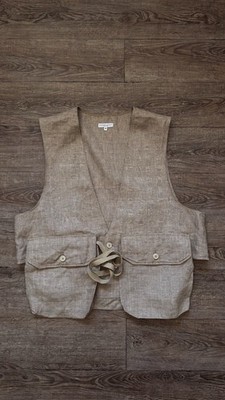 Engineered Garments Fowl Vest Size M - Beige Linen Glen Plaid