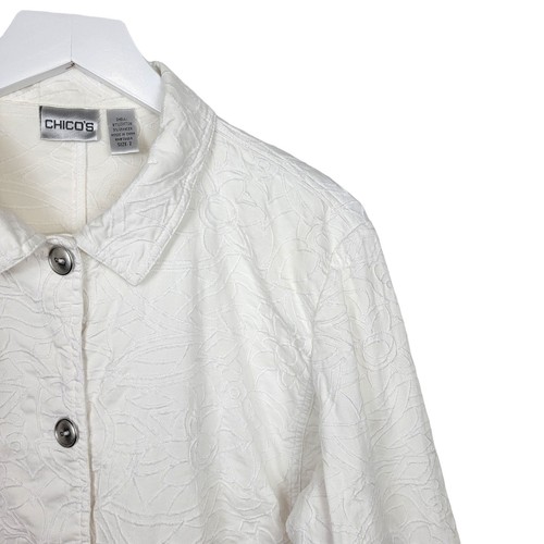 CHICO'S hellweißes besticktes Shacket-Shirt aus Baumwolle - Chico's 2 - Größe L - Bild 2 von 4