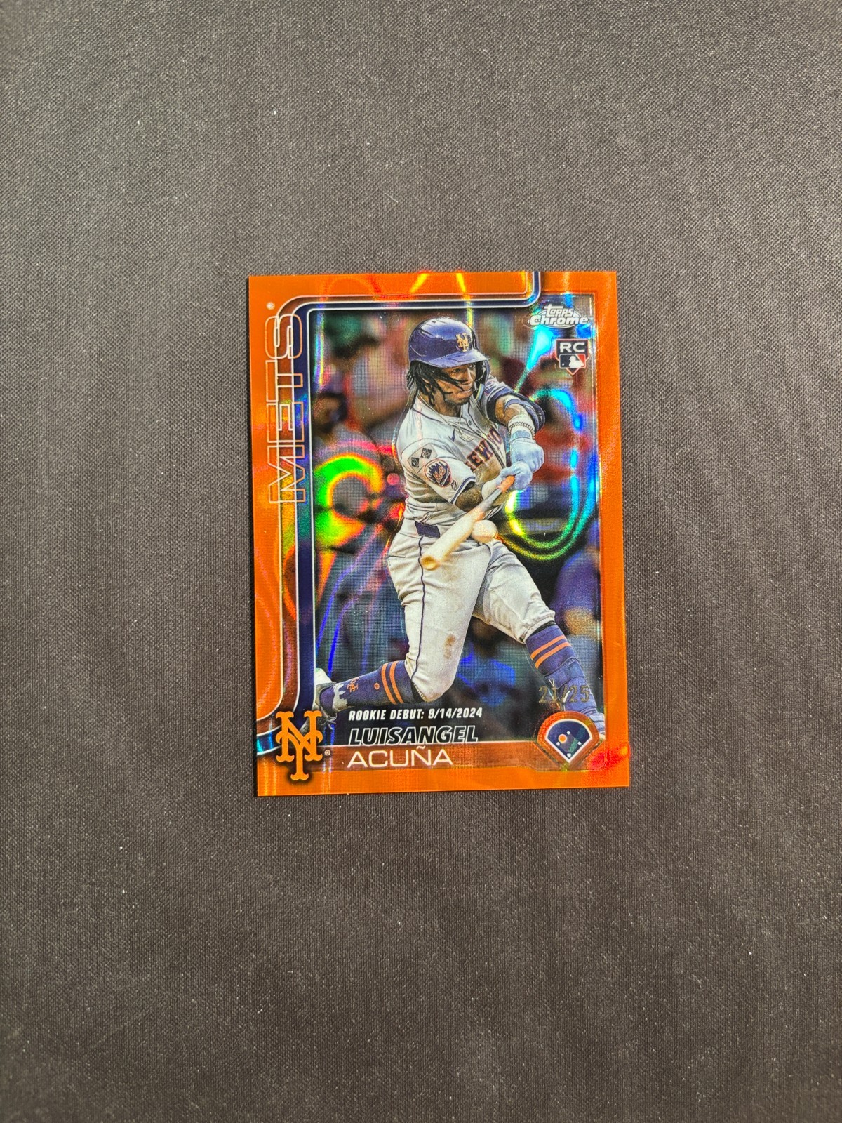 2025 Topps Chrome Update Luisangel Acuna Rookie Debut Orange Lava 21/25 BJMY
