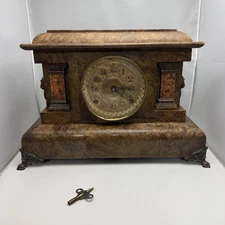 Antique Seth Thomas Adamantine Lion's Heads Mantel Clock Works KEY