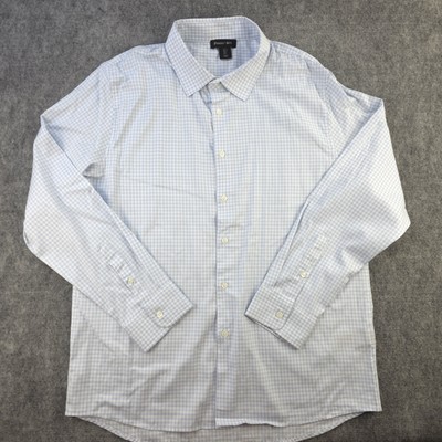 Porter + Ash Shirt Large Blue Gingham Check Long Sleeve Button Up Stretch