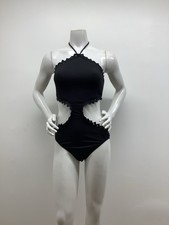 Vince Camuto Monokini Swimsuit Scalloped Edges, Black Color Women  s SZ 10,New.