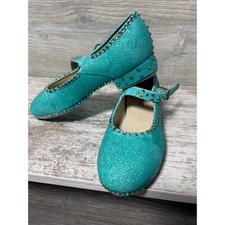Capezio Teal Glitter Rhinestone Mary Jane Tap Shoes Youth Girls Size 6 M H24
