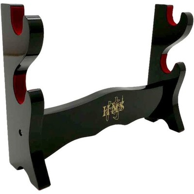 2-Tier Sword Stand Black Lacquer Tabletop/Wall Mount