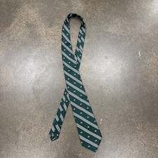 VTG Brooks Brothers Country Club Tie Green Silk Repp Stripe Ivy Prep Monogram