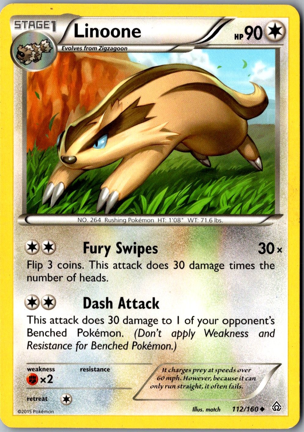 Linoone 112/160 Uncommon XY Primal Clash LP Pokemon Card