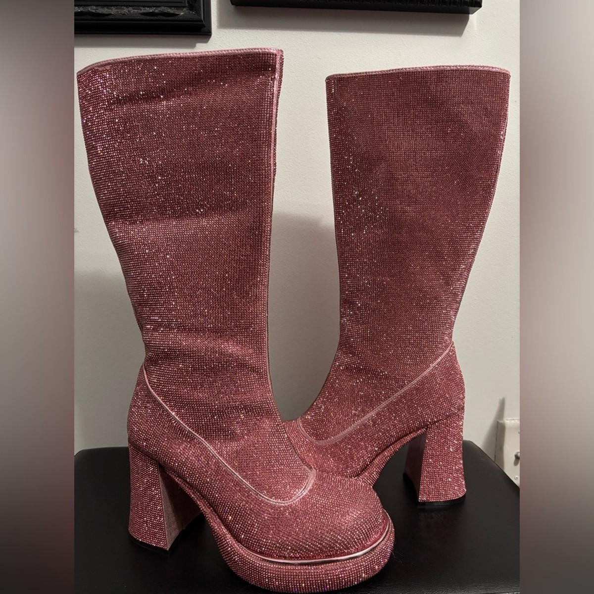 NWOB Dolls Kill Sugar Thrillz Pink Bling It Up Platform Boots