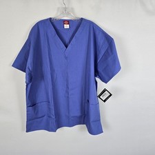 Dickies Scrub Mock Women's 2XL Blue V Neck Pockets Medical Nurse Plus Size NWT