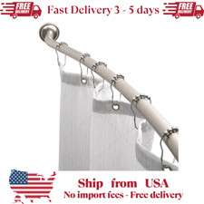 Curved Wall Mounted Shower Curtain Rod in Satin Nickel Adjustable 44 in to 72 in