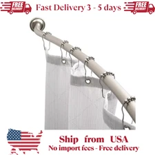 Curved Wall Mounted Shower Curtain Rod in Satin Nickel Adjustable 44 in to 72 in