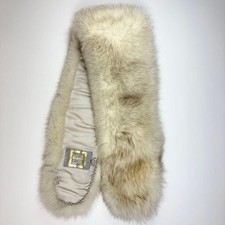 Saga Fox Real Fur Stole Selected Gold Tag Gray Cream Brown 43in Women Good Cond