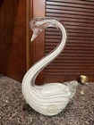 NEW Vintage Elegant White Murano Art Glass Swan / Crane 7.5”