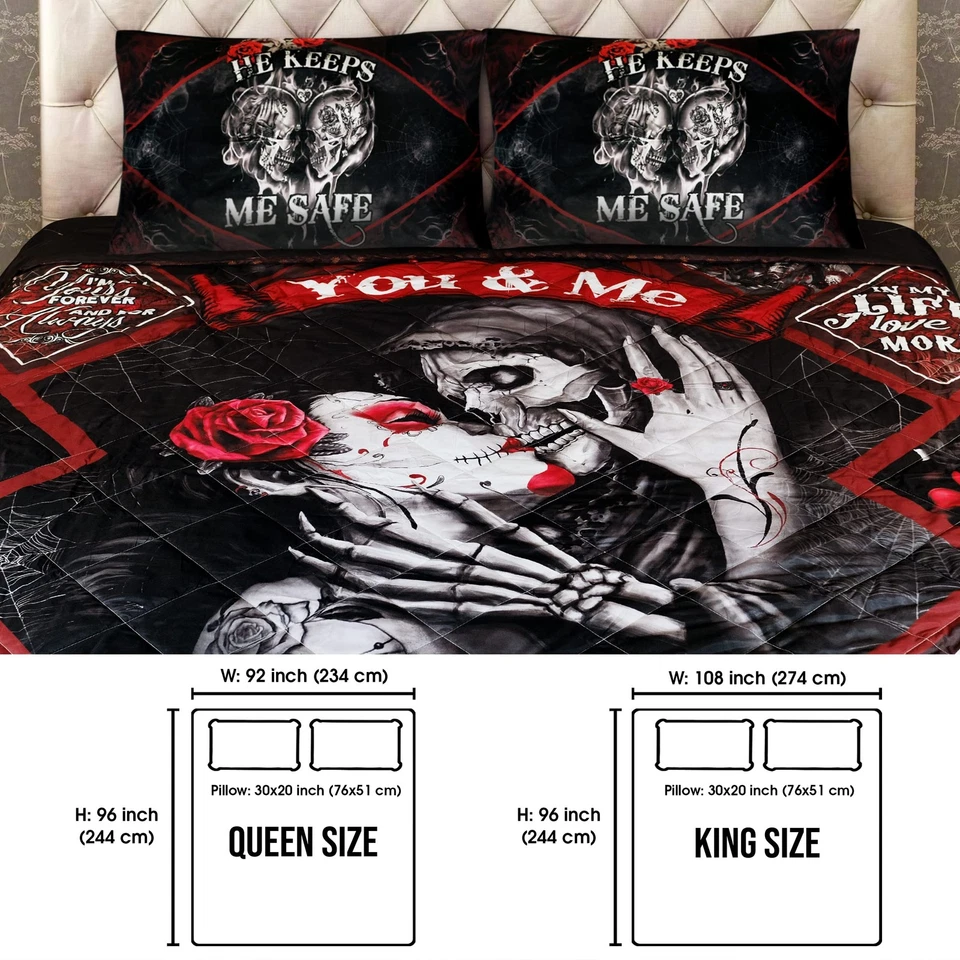 Juego de cama calavera gótica - Regalos perfectos para parejas, decoración tamaño king Foto 4 de 4