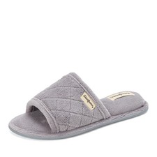 Women's Dearfoams Memory Foam Slippers 5 to 6, Medium Grey Terry 