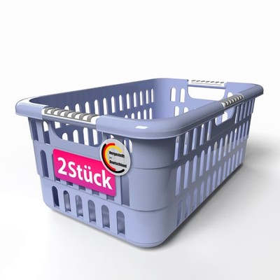 2 Stück Wäschekorb 40L mit Softgriffen Wäschewanne Made in Germany