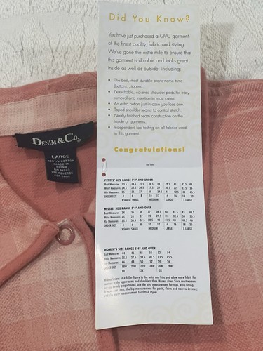 Chaqueta Vintage Denim & Co Reversible Rosa a Cuadros Para Mujer Botón a Presión Frontal Talla L - Imagen 9 de 24