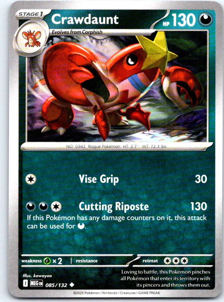 Crawdaunt 085/132 Normal Uncommon Mega Evolution Pokemon NM