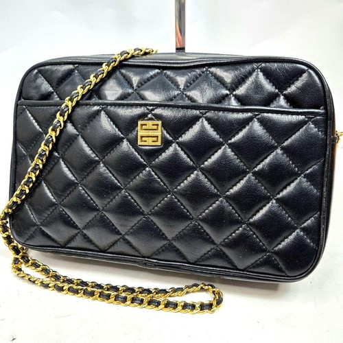 GIVENCHY Chain Shoulder Bag Quilted Leather Black Authentic From Japan