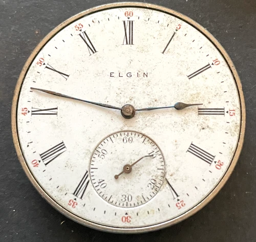 Antique 1912 Elgin Grade 301 Pocket Watch Movement Parts/Repair 12s 7j USA