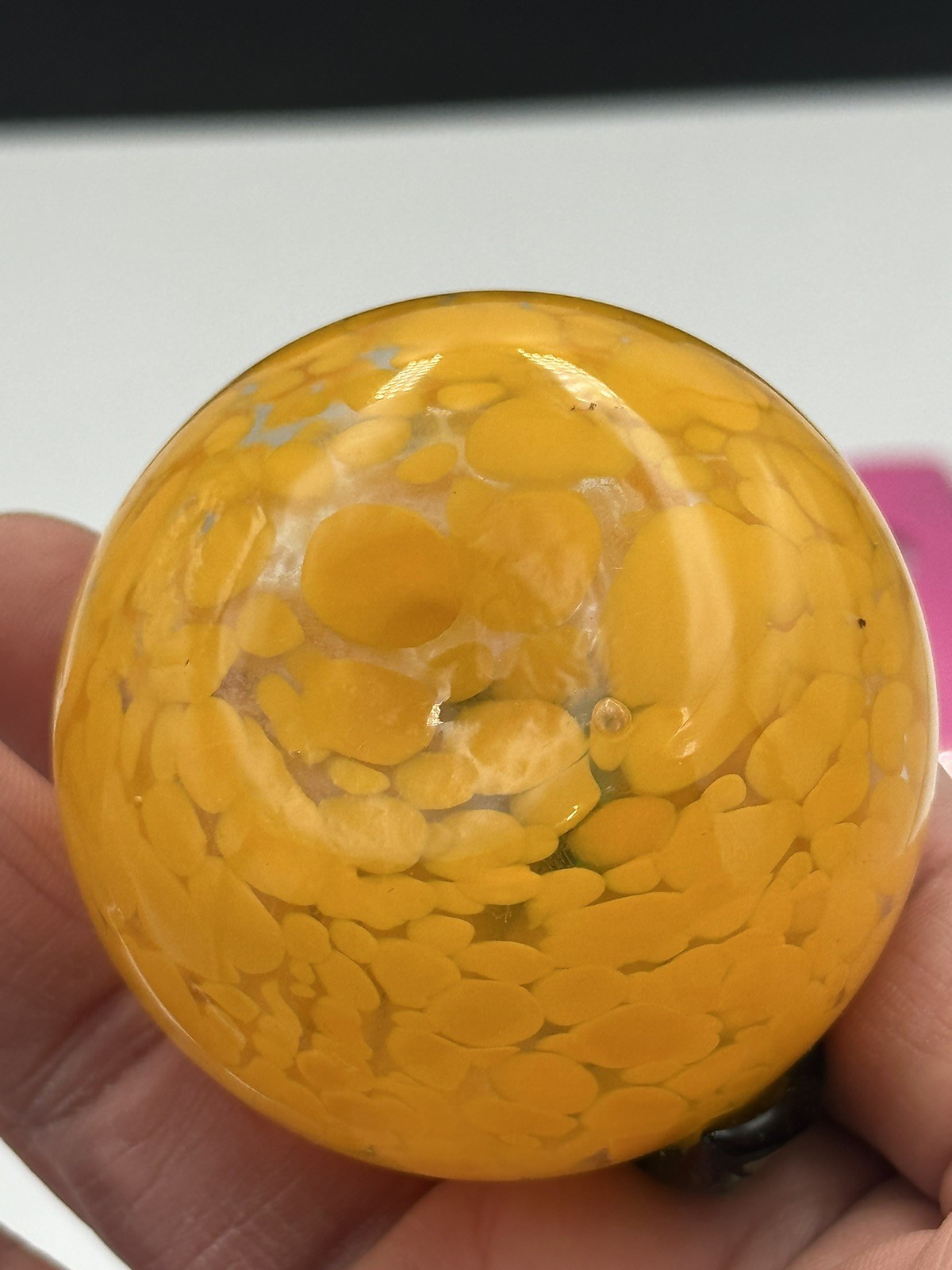 Hand Blown Glass Yellow Orange Fruit Speckled Murano Style Small