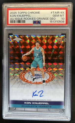 2025-26 Topps Chrome Kon Knueppel Auto Rookies Geometric Orange RC #/25 PSA 10