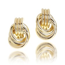 Statement Gold Knot Stud Earrings for Women Chunky Trendy Geometric Lightweig...