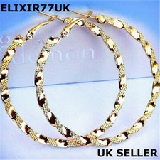 CREOLE HOOP EARRINGS GIFT LARGE GOLD NEW CHIC OF HOOPS PAIR PLATED CIRCLE BIG