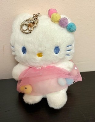 Hello Kitty Plush Keychain With Pink Tulle Dress & Pom-Pom Accents 5.5 Inches